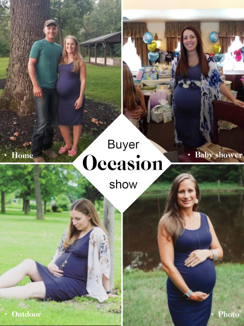Liu & Qu Women's Maternity Sleeveless Tank Dresses Side Ruching Bodycon Dress for Daily Wearing or Baby Shower - Image 3